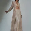 Chrome Gold Embroidered Jacket And Sharara Set