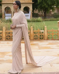 Classic Dusty Pink Embroidered Sari Set