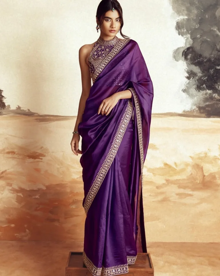 Classic Mirror Halter Sari Set