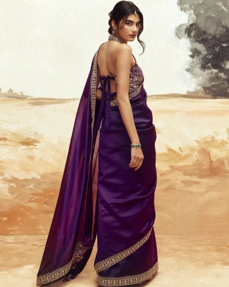 Classic Mirror Halter Sari Set
