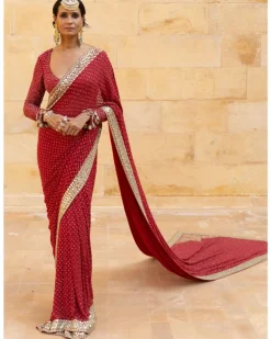 Classic Red Sequin Sari