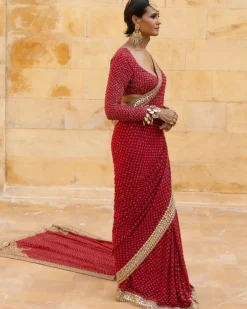 Classic Red Sequin Sari