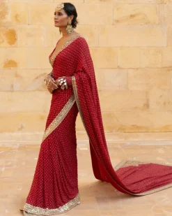 Classic Red Sequin Sari
