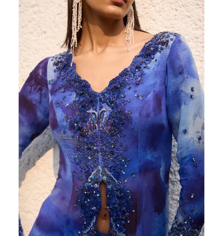 Cloud Whisper Jacket and Sharara Set