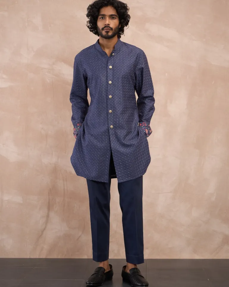 Cobalt Blue Inara Motif Foe & Sb Kurta Set
