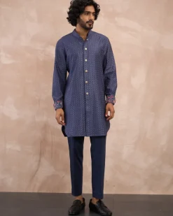 Cobalt Blue Inara Motif Foe & Sb Kurta Set