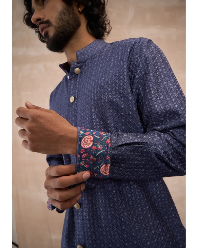 Cobalt Blue Inara Motif Foe & Sb Kurta Set