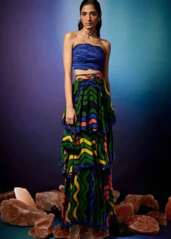 Cobalt Raio Skein Bustier with Aurorays Raio Tiered Skirt Set