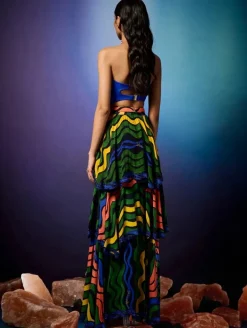 Cobalt Raio Skein Bustier with Aurorays Raio Tiered Skirt Set