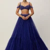 Cocktail Blue Sequins Scattered Tulle Lehenga Set