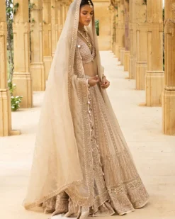 Coconut & Gold Bridal Embroidered Lehenga Set