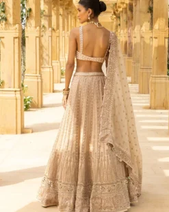 Coconut & Gold Bridal Embroidered Lehenga Set