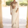 Coconut & Rose Gold Embroidered Sari Set