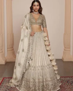 Coconut And Gold Lehenga Set