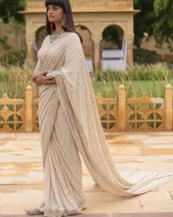 Coconut Embroidered Classic Sari Set