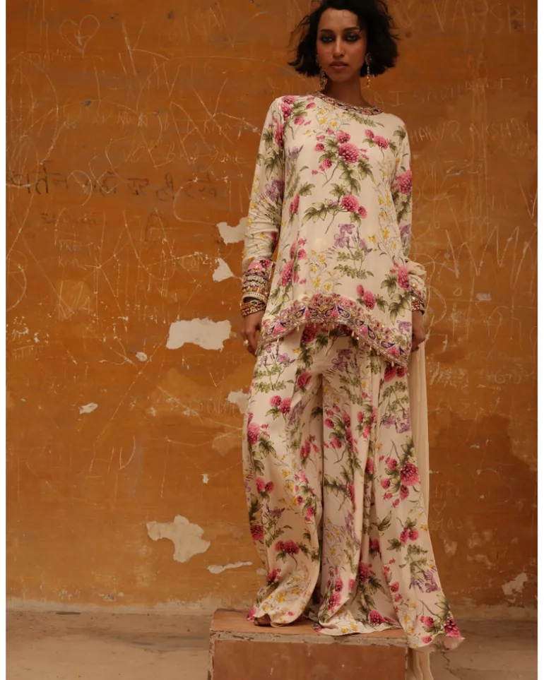 Coconut Pine Print Sharara Set