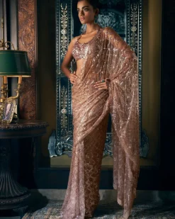 Coffee Brown Sequin Sari