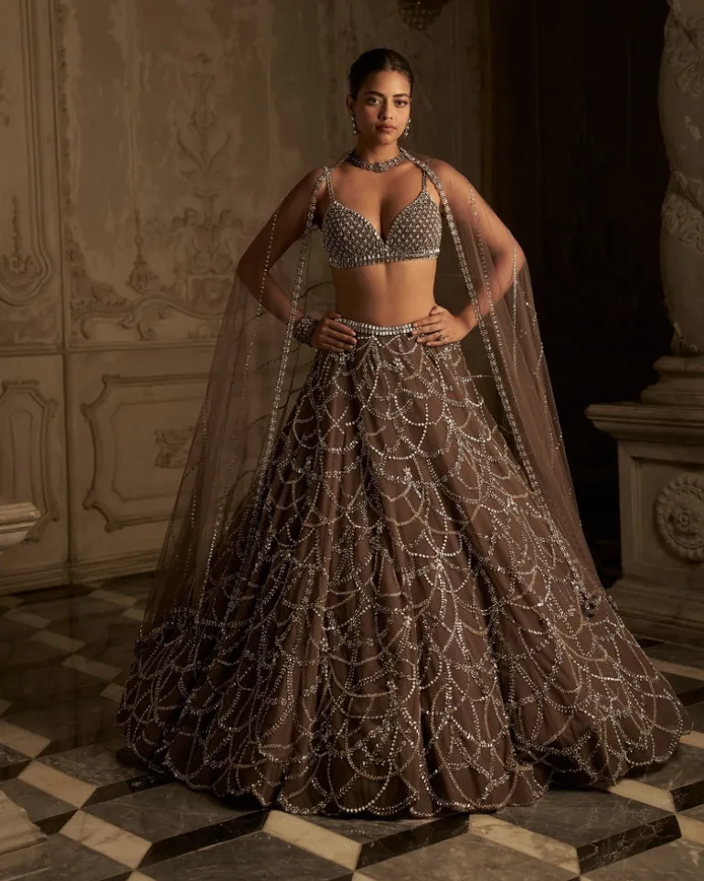 Coffee Chandelier Lehenga Set
