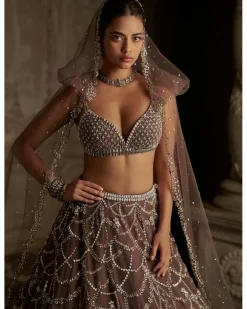Coffee Chandelier Lehenga Set