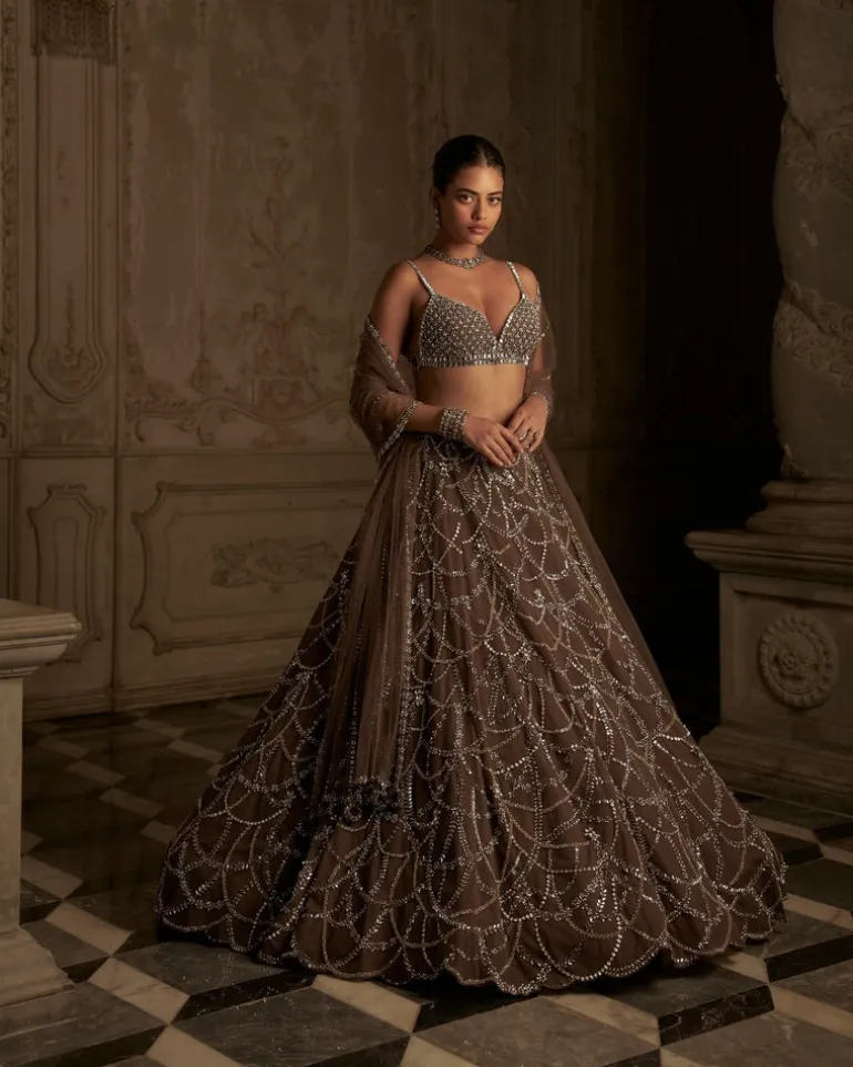 Coffee Chandelier Lehenga Set