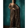 Coffee Gold Cutwork Sari Set