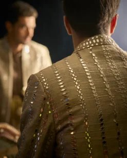 Coffee Mirror Open Sherwani Set
