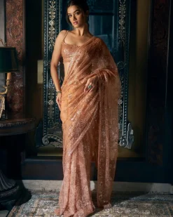 Copper Sequin Sari Set