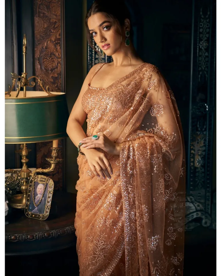 Copper Sequin Sari Set