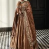 Copper Shimmer Organza Linear Lehenga Set