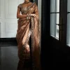 Copper Shimmer Organza Sari Set