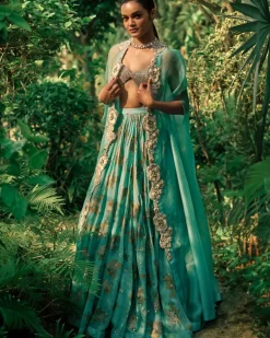 Coral Blue Sylvia Lehenga Set