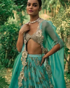 Coral Blue Sylvia Lehenga Set