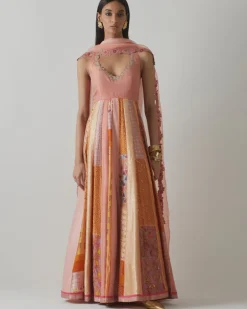 Coral Embroidered Anarkali Set