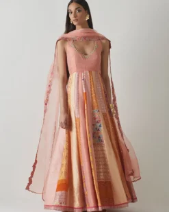 Coral Embroidered Anarkali Set