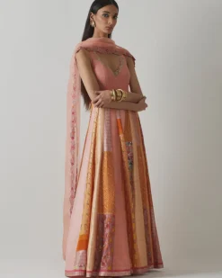 Coral Embroidered Anarkali Set