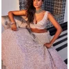 Cornetto Pink Embroidered Organza Lehenga Set