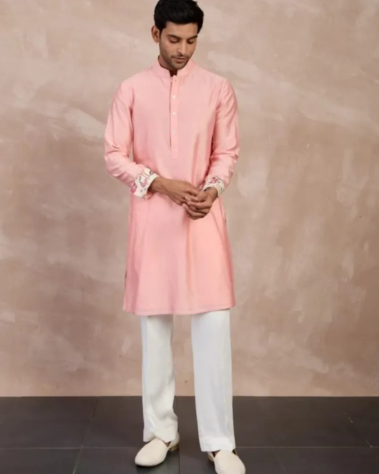 Cotton Candy Plain Chanderi Straight Kurta Set
