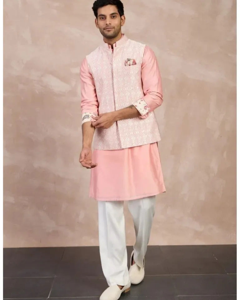 Cotton Candy Plain Chanderi Straight Kurta Set