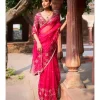 Cranberry Organza Sari Set