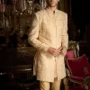 Cream Abstract Sherwani Set