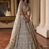 Cream And Green Highlighting Lehenga Set