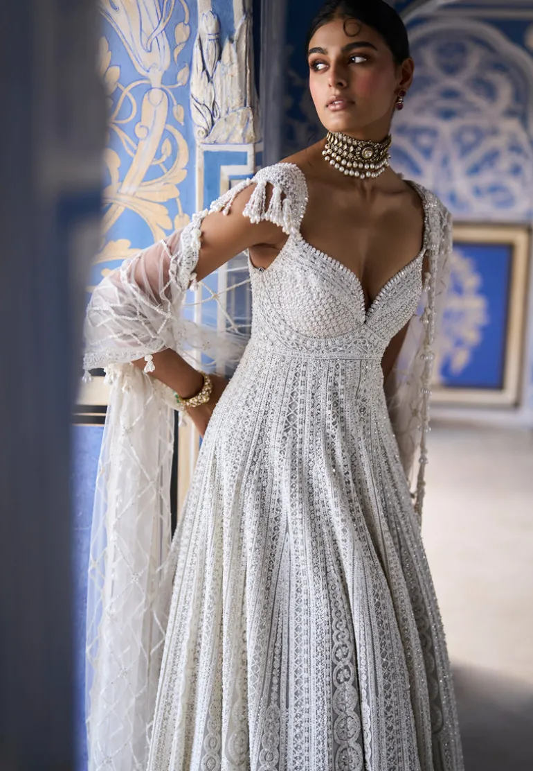 Cream Dori Ankarkali Set