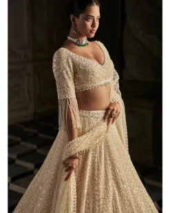 Cream Pearl Lehenga Set