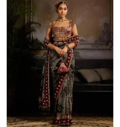 Crimson Eclipse Sari Set