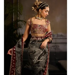 Crimson Eclipse Sari Set