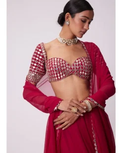 Crimson Red Georgette Sharara Set