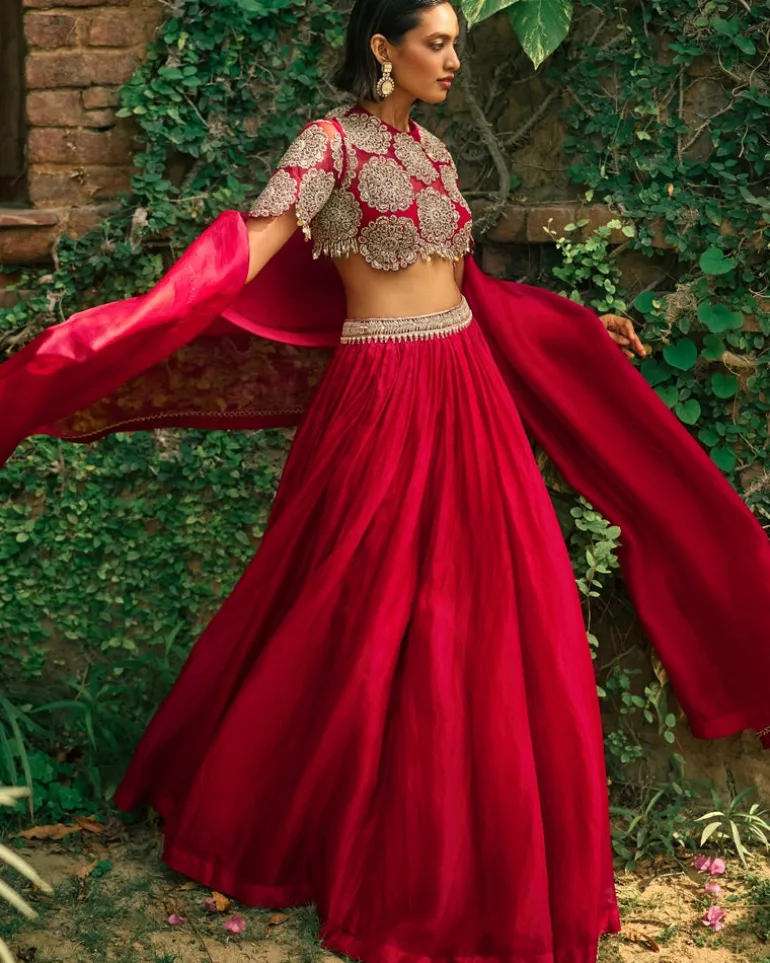 Crimson Red Lehenga Set