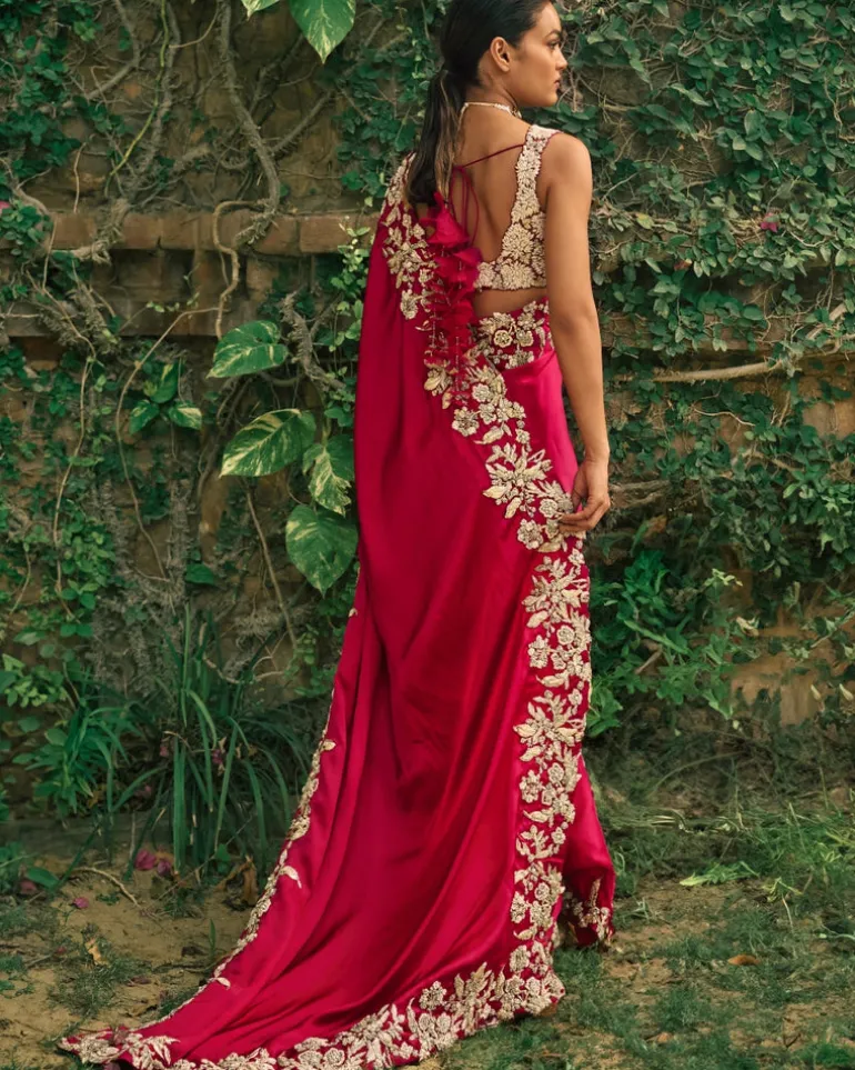 Crimson Red Sari Set