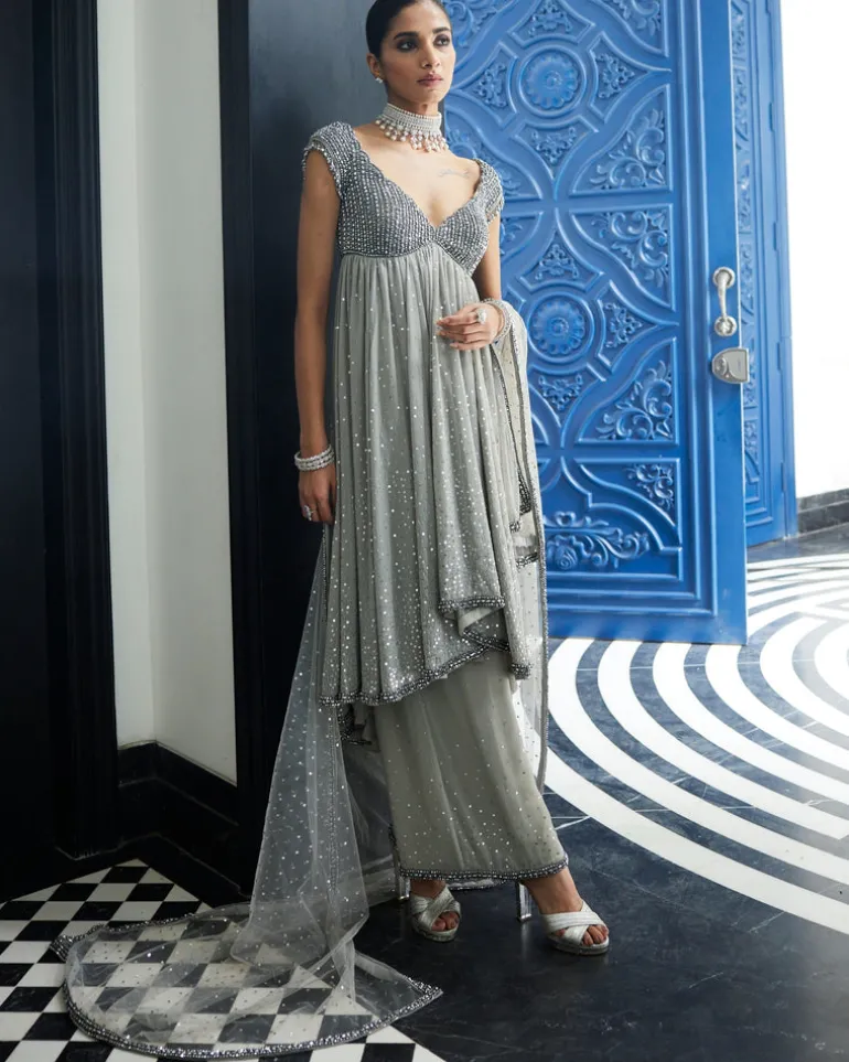 Crystal Grey Kurta Set