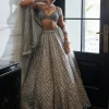 Crystal Grey Sequins Embroidered Lehenga Set